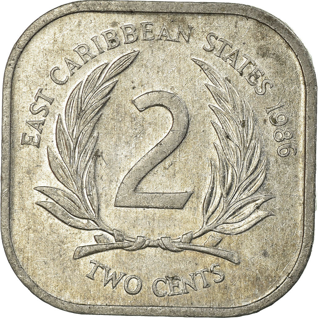 Eastern Caribbean States Coin  2 Cents | Queen Elizabeth II | Palm | 1981 - 2000