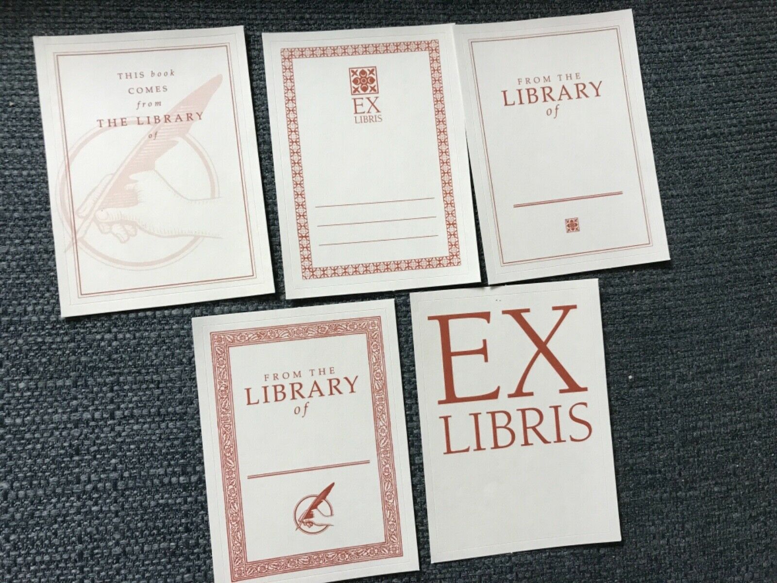 New, Oop, 20 Self Adhesive Bookplates 4 Each Of 5 Classic Designs