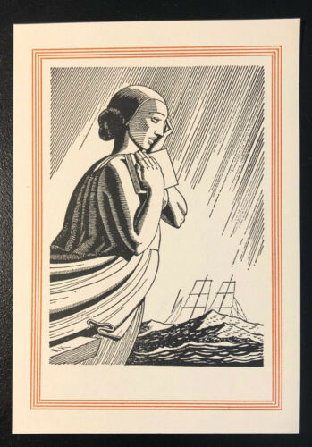 Rockwell Kent Ex Libris Bookplate - Art Deco Ship High Seas - Unused, 1930s