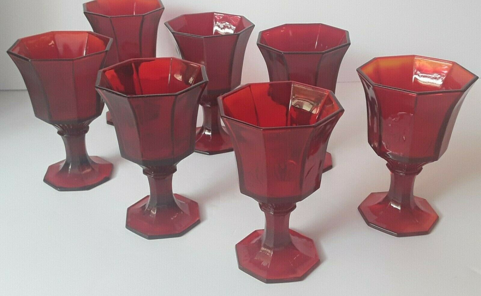 Independence Crystal Vintage Octagonal Ruby Red Wine/Juice Glass 4.5