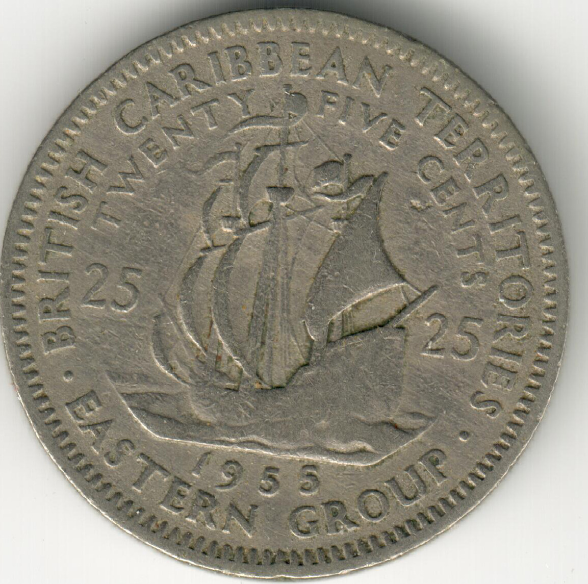 Eastern Caribbean States - 1955L 25 Cents - Elizabeth II 1st portrait - #01