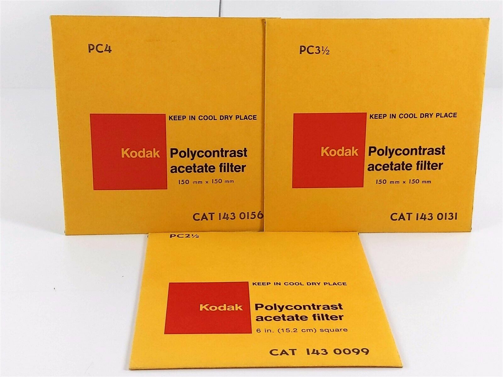 Kodak 6" 3 Polycontrast Acetate Filters Pc 2-1/2 3-1/2 4 Cat 143-0099 0131 0156