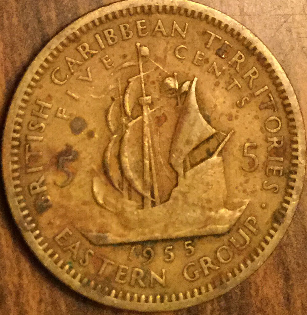 1955 BRTITISH CARIBBEAN TERRITORIES 5 CENTS COIN