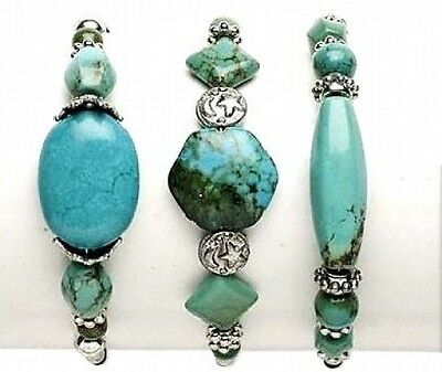 Wholesale Lot 3* Turquoise Gemstone 8" Velvet Bracelets