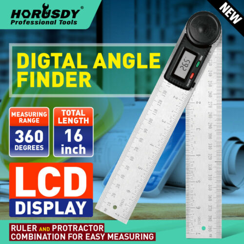 8" Electronic Digital Protractor Goniometer Angle Finder Miter Gauge 2 Batteries