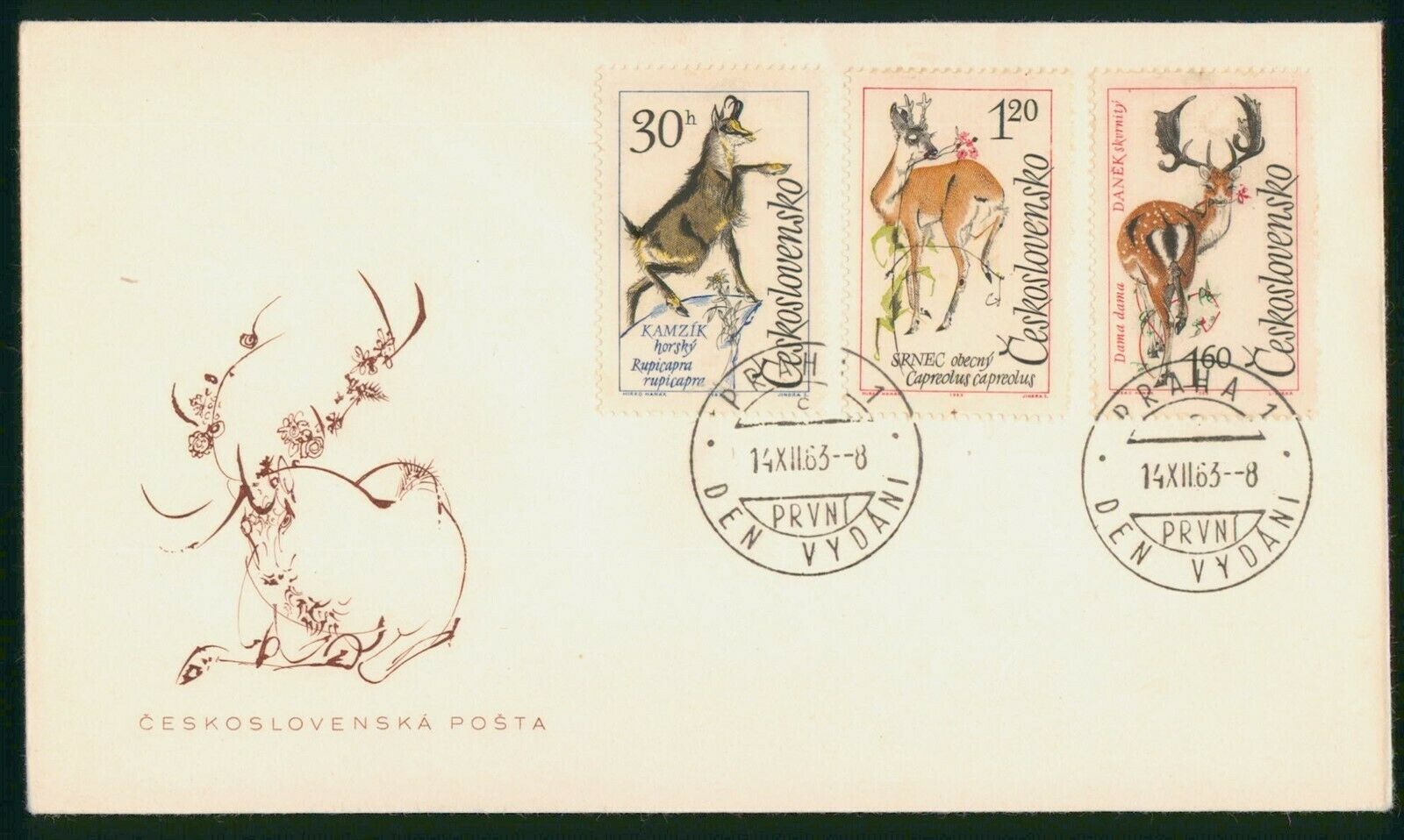 Mayfairstamps Czechoslovakia Sealed 1963 Combo 3 Deer First Day Cover Wwp44331