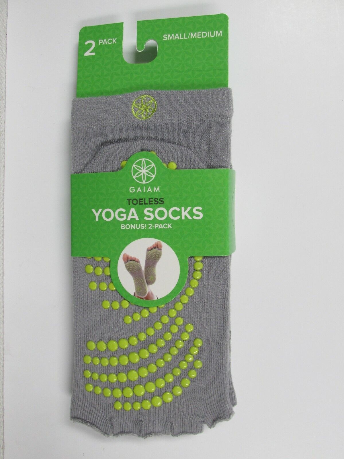 Women's Gaiam Studio Toeless Yoga Socks Gray Size Sm/Med - 2 Pack