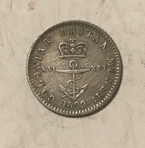 British West Indies - 1822 Silver 1/16 Dollar - Anchor Money