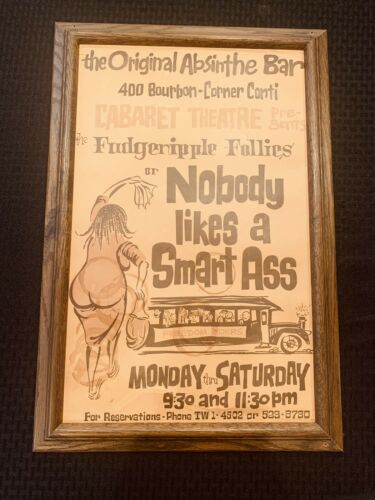 Vtg Original Cabaret Theatre Poster Fudgeripple Follies Absinthe Bar New Orleans