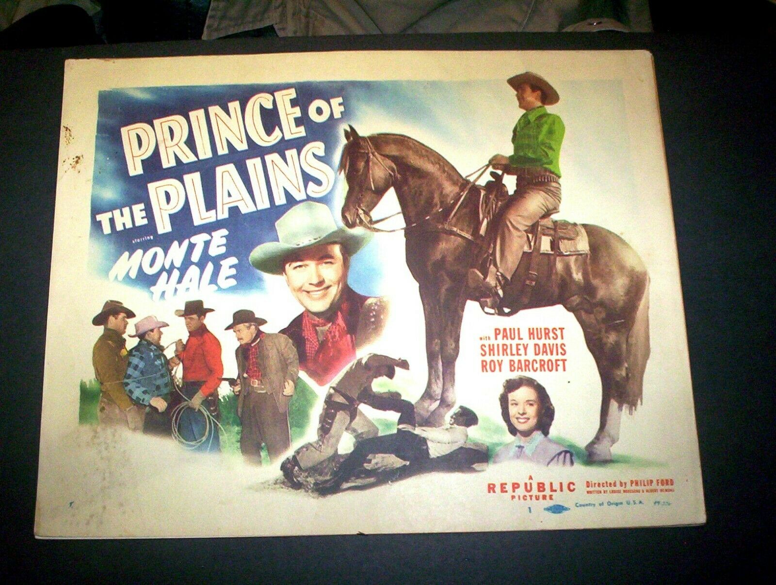 PRINCE OF THE PLAINS  11 x 14  LOBBY CARD  MONTE HALE   (1949)