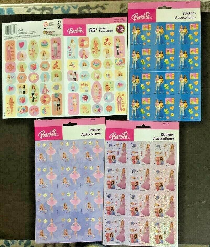 -Barbie Doll Brand Sticker Sheets Great for a birthday or summer fun