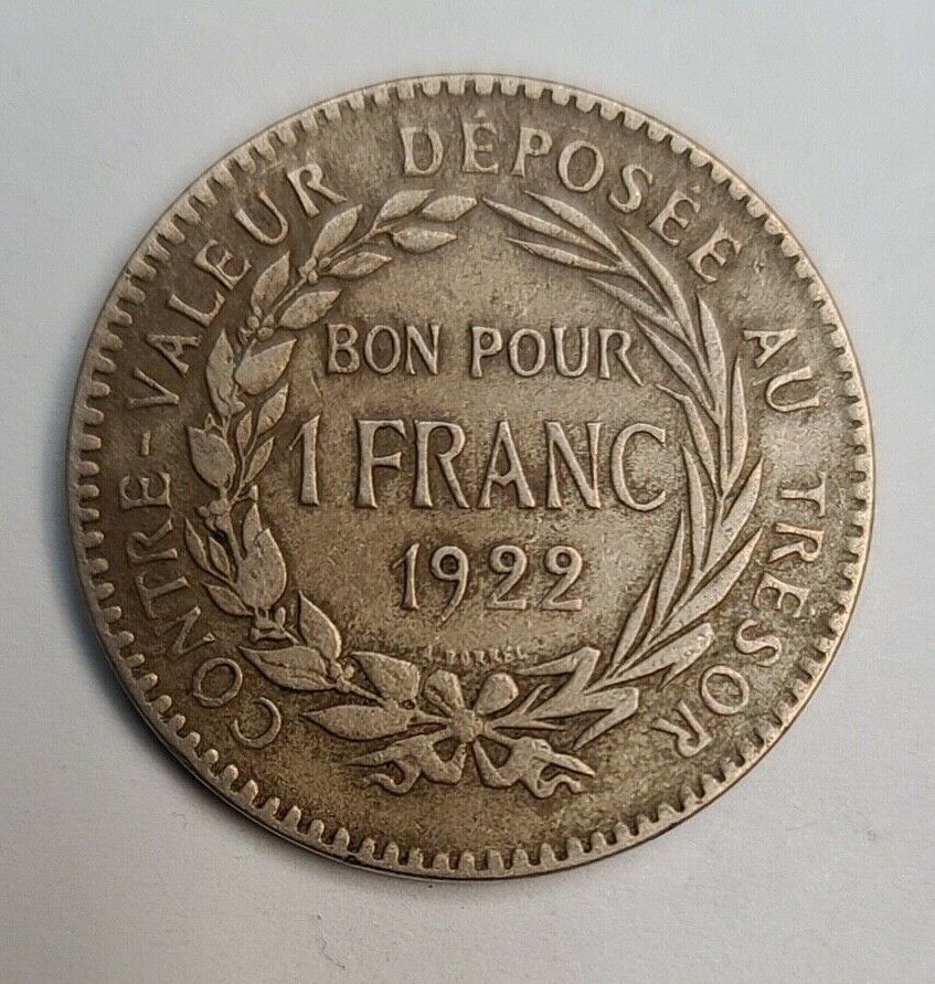 France Martinique 1922 Franc KM41 Cleaned (Invt161)