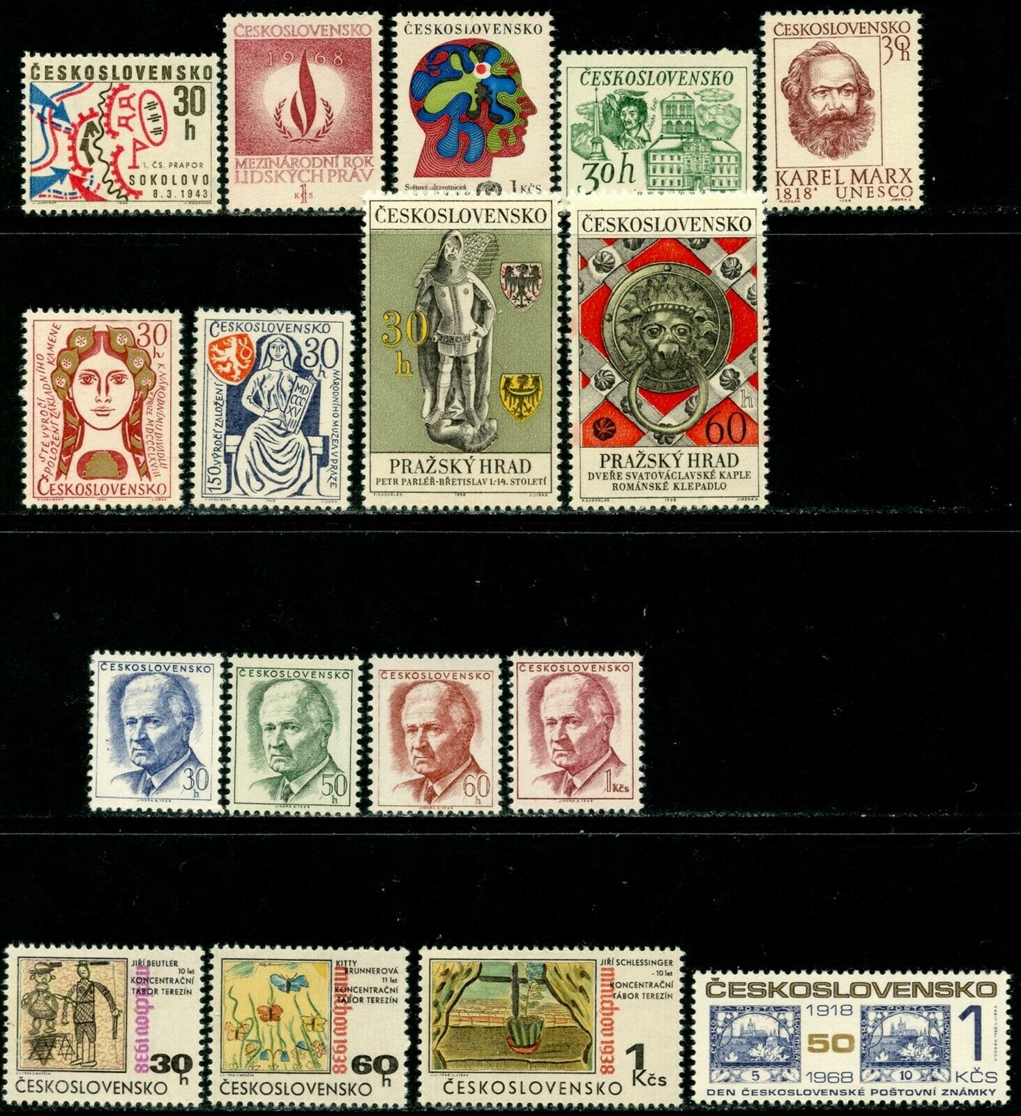 CZECHOSLOVAKIA Sc#1522//1600 1968 Six Complete Sets OG Mint NH