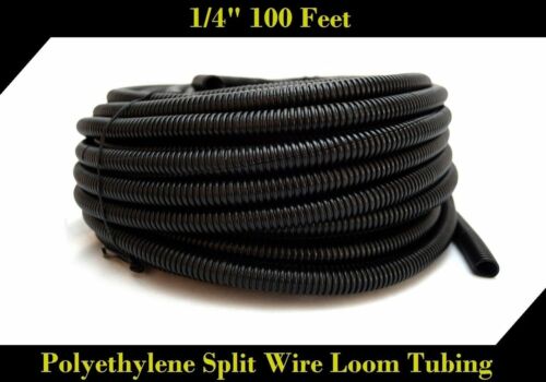 Wire Loom Black 100' Feet 1/4" Split Tubing Hose Cover Auto Home Marine