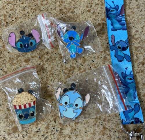 Stitch Disney Pin Lot . Free Stitch Lanyard Us Seller!
