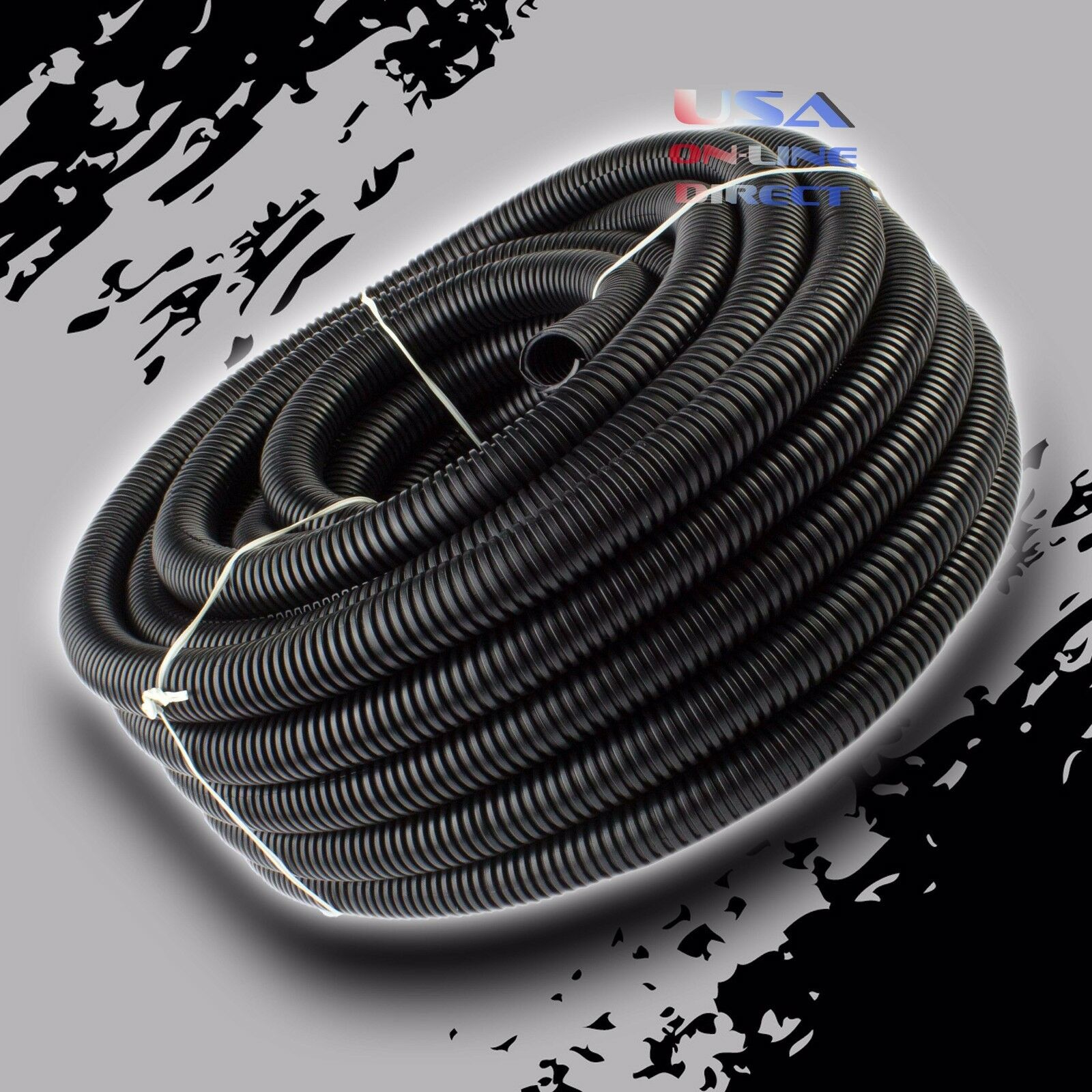 25ft 1/2" Marine Grade Conduit Car Home Tubing Split Wire Loom Black Sleeve Tube
