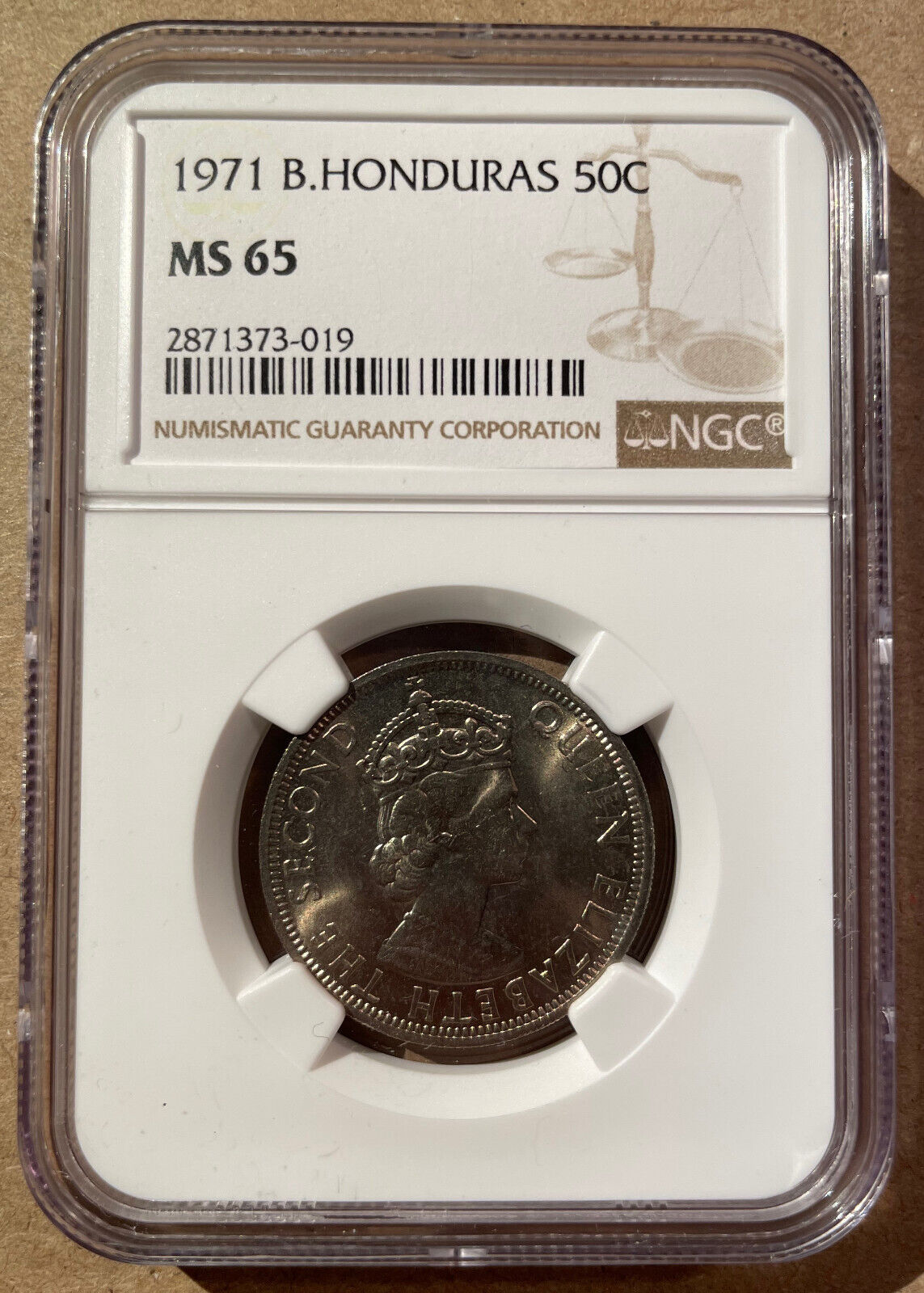 1971 BRITISH HONDURAS 50 CENTS NGC MS 65 - ONLY 1 in Higher Grade! Mint State!
