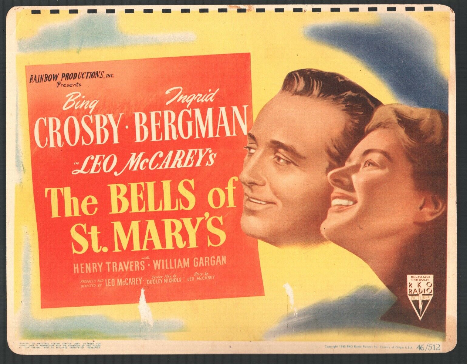 Bells Of St. Mary's 11"x14" Lobby Card Bing Crosby Ingrid Bergman