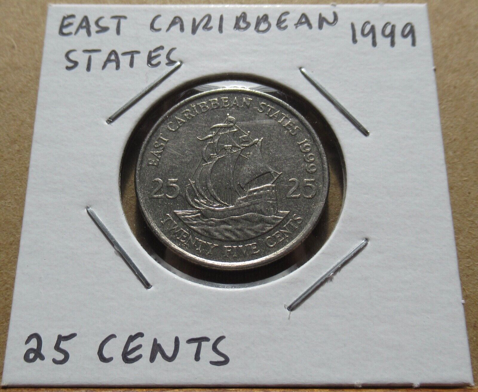 East Caribbean States 25 Cents 1999 - Coin in 2x2 Flip - B0618