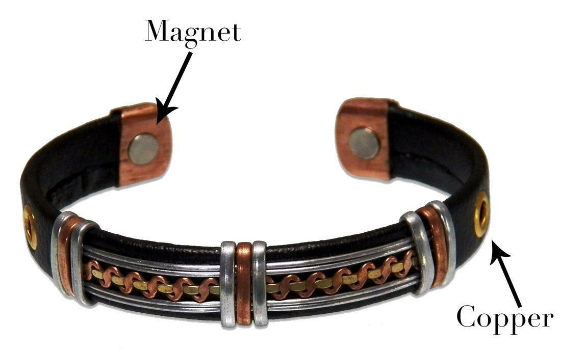 6 REAL LEATHER WRAPPED PURE COPPER MAGNETIC BRACELET unisex jewelry pain relief