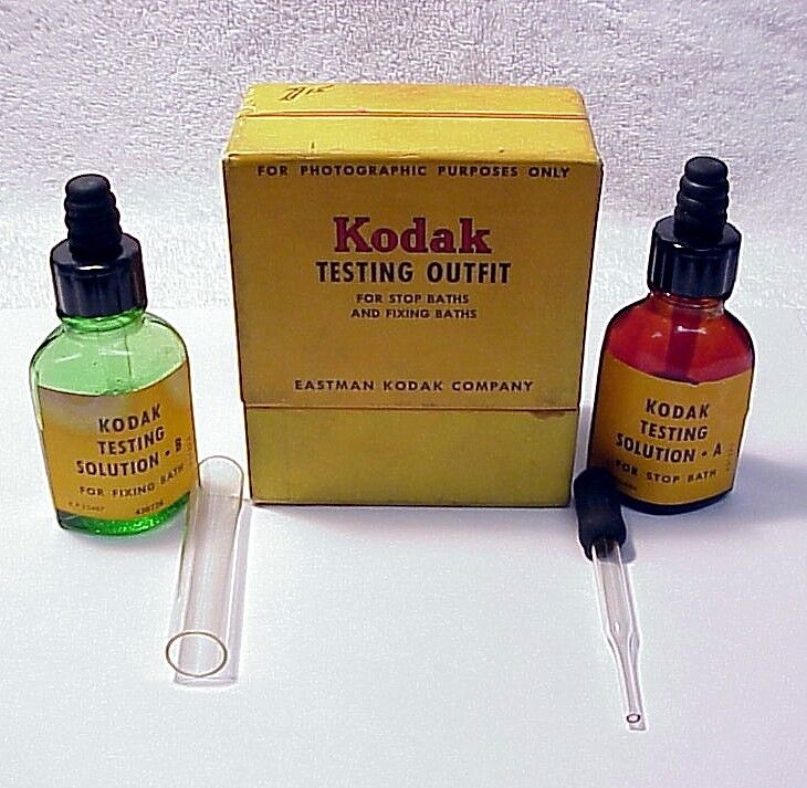 Kodak Testing Outfit  | 50% Full Bottles | Test Tube  Eye Dropper | 1930's | $44