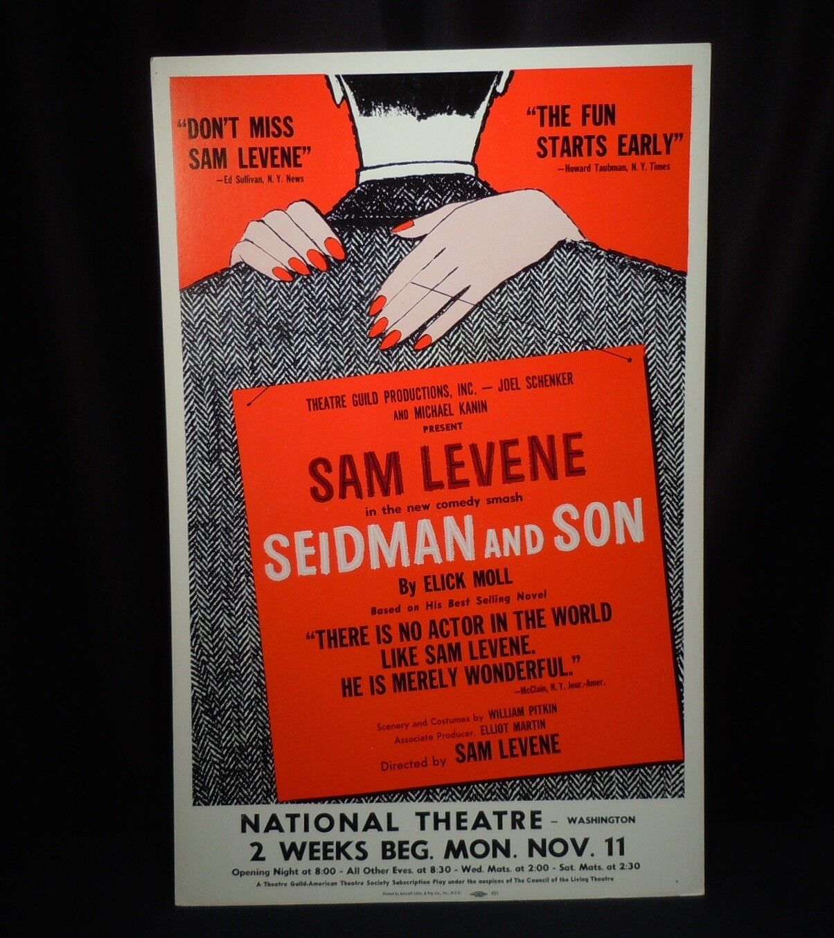 Vintage Poster- Seidman And Son, Sam Levene- -theatre Window Card    51808