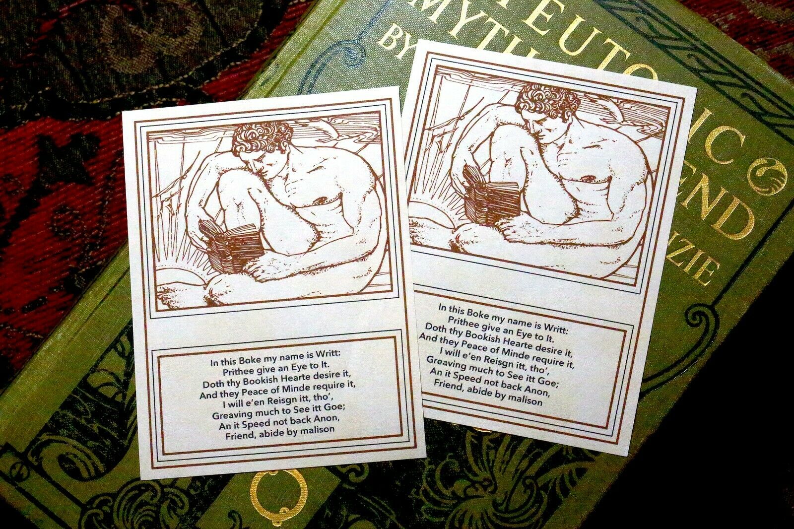 Seashore Adonis, Erotic Ex-Libris Bookplates, Crafted on Gummed Paper, 30pcs