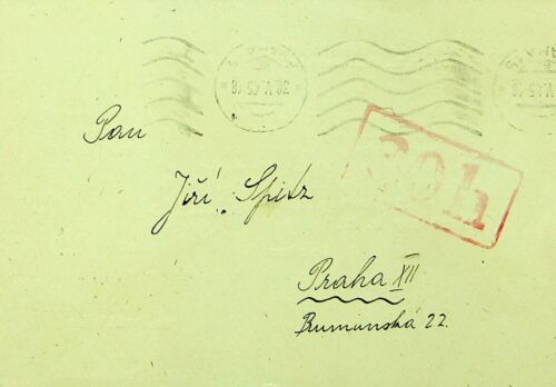 Czechoslovakia 1945 Wwii Printed Postcard Charged 30h In Red To Praha
