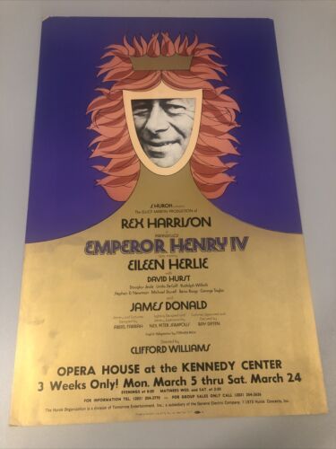 Emperor Henry Iv Rex Harrison Kennedy Center Broadway Window Card Poster