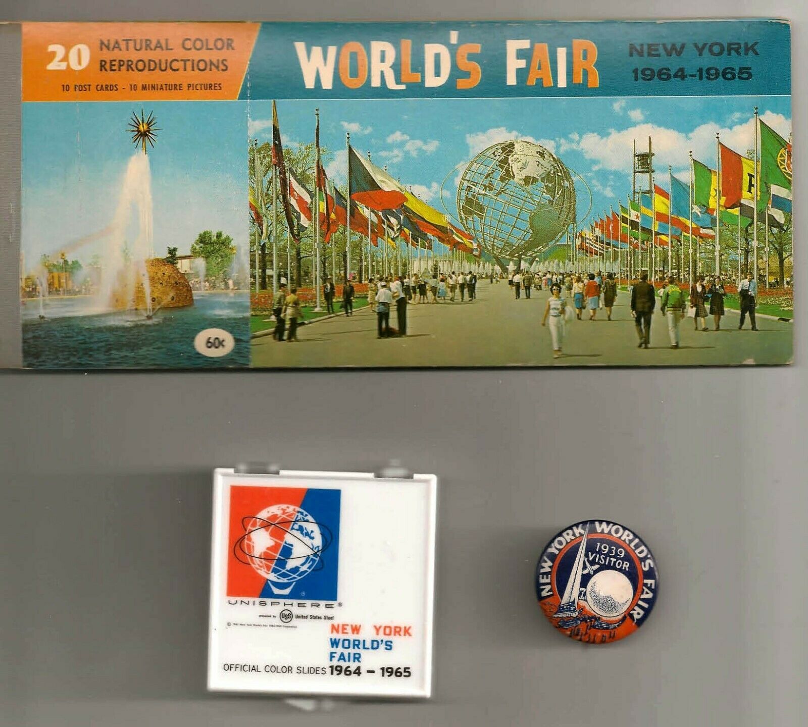 1964-65 New York World's Fair Color Slides(4) and 20 Natural Color Postcard Set