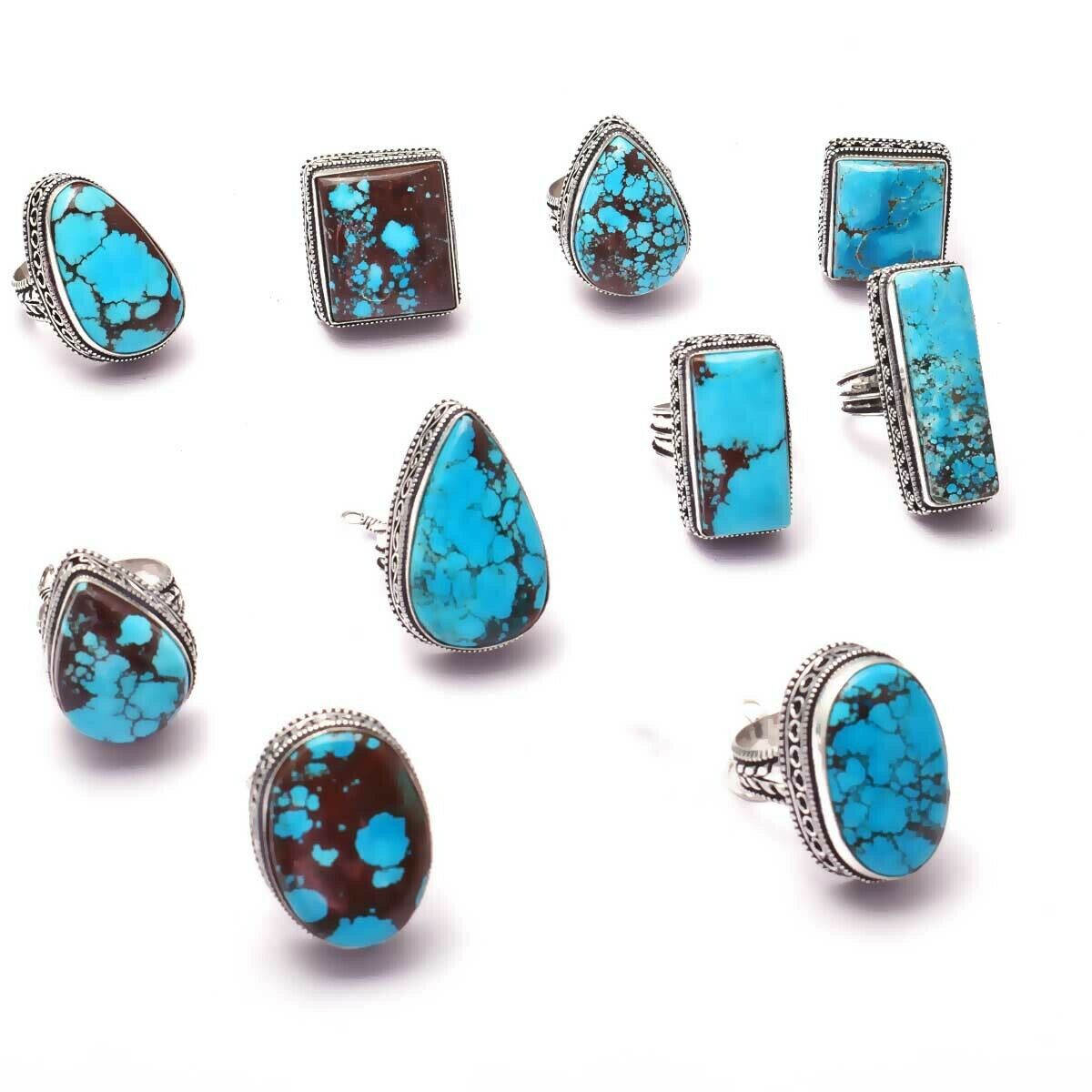 Turquoise Gemstone Handmade 10 pcs Wholesale Lot Jewelry Ring Lot-1703