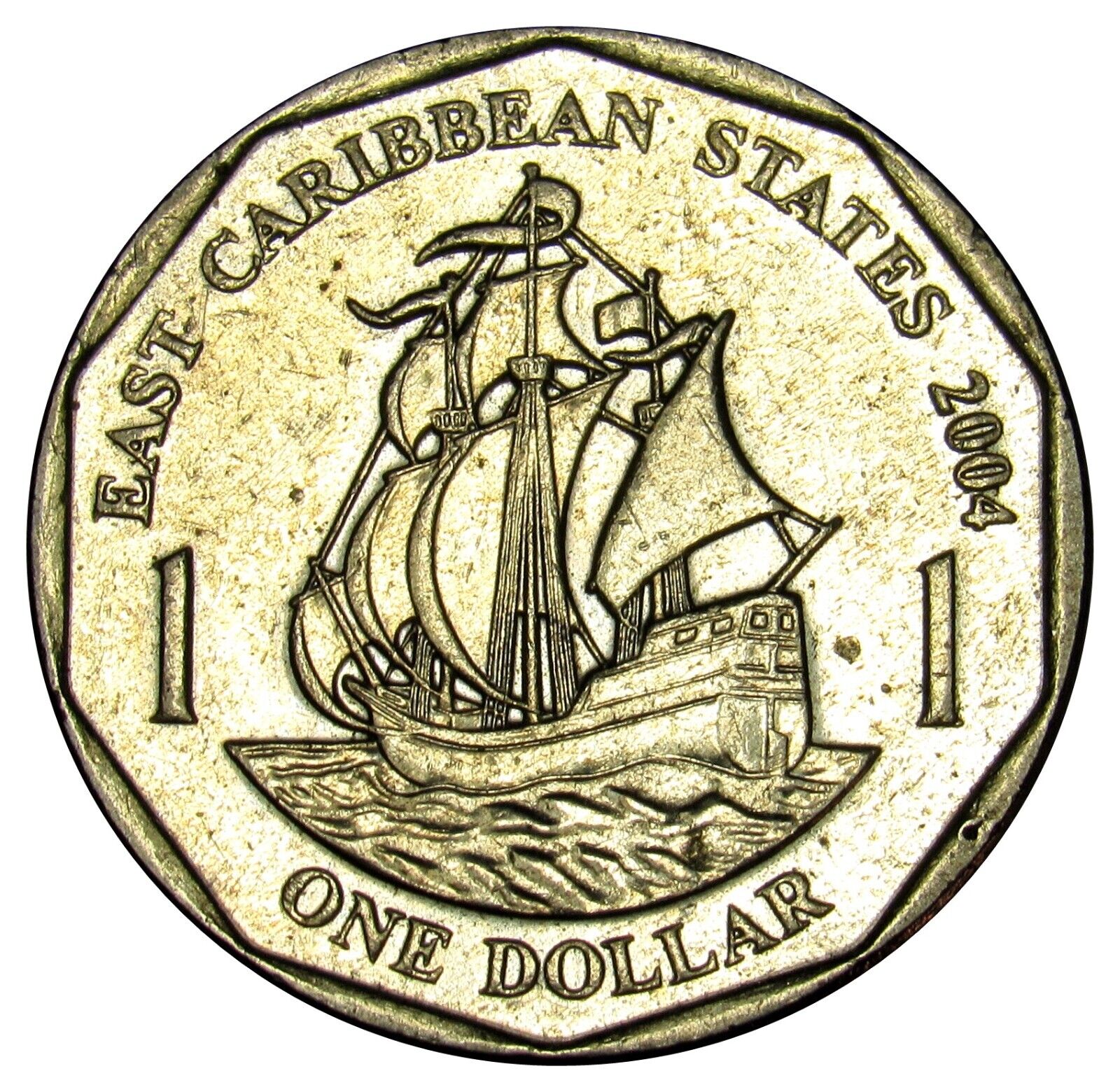 Eastern Caribbean States 1 dollar coin 2004 KM#39 sailing ship