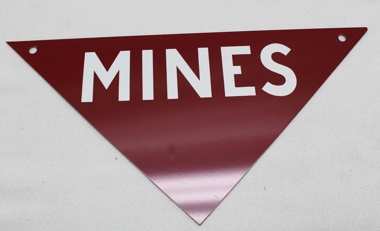 Vintage Vietnam US military Minefield marker MINES red metal sign each E2209