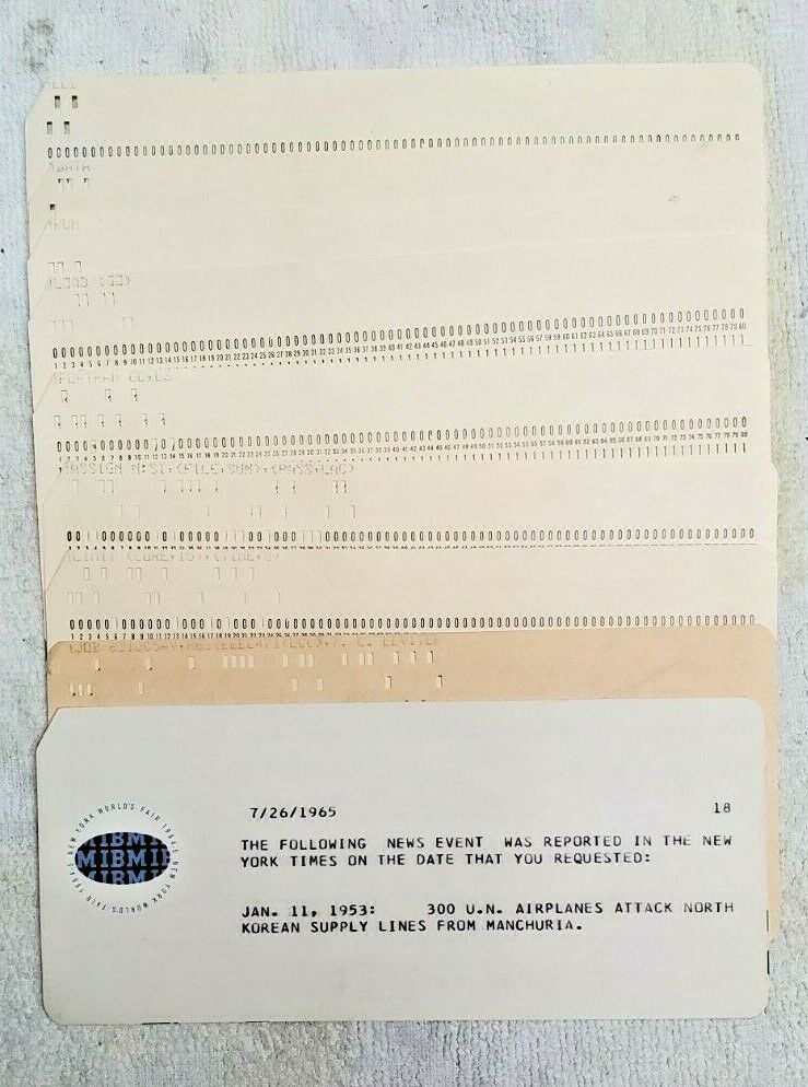 RARE ~ 1964-65 NY WORLDS FAIR ~ IBM Punch Cards 5081 News Event